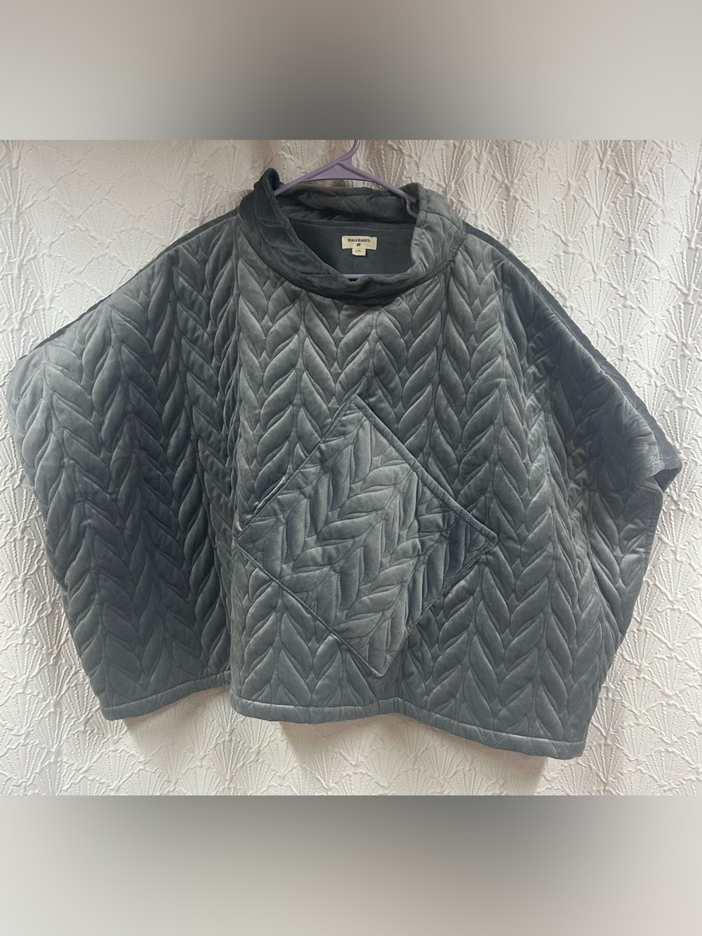 World Market Quilted Poncho in Slate Blue